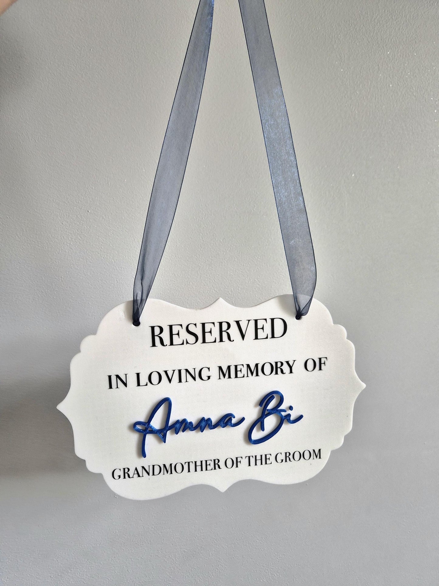 Reserved Memorial Wedding Chair Sign – Personalised In Loving Memory Keepsake