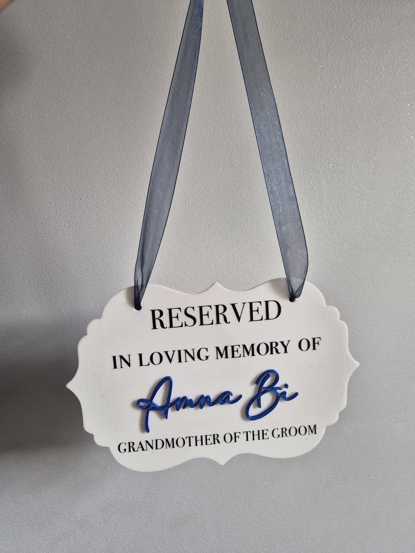 Reserved Memorial Wedding Chair Sign – Personalised In Loving Memory Keepsake